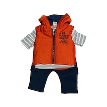 Yelekli Alt-üst Takım Ylk-3374 Turuncu - Lacivert