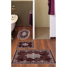 Eko Trend Djt 3 Lü Yıkanabilir Kaymaz Taban Banyo Paspas Seti 616 Klasik Bordo