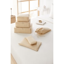 Ocean Home Textile 6'lı Bej Balıksırtı Bavul İçi Düzenleyici Set