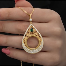 Casera's Gümüş Gold Kaplama Damla Çeyrek Takılabilen Kadın Kolye Csr2181312 Gümüş