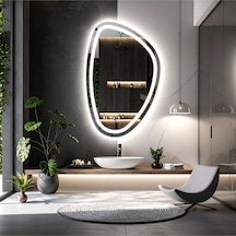 Diagonale Beyaz Led'li Kumlamalı Lavabo & Banyo Aynası Dokunmatik Sensörlü 70 X 45
