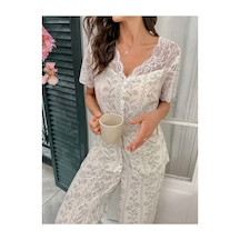 Lilly Lace Blossom Pijama Takımı Ekru Ekru