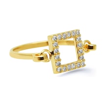 Kuyumcudukkani Elişi Kare Şekilli Taşlı Yüzük-10322-g-w Gold