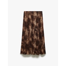 Koton Astarlı Batik Desenli Slim Fit Midi Boy Etek Kahverengi Desenli 5sak10313ek Kahverengi Desenli Kahverengi