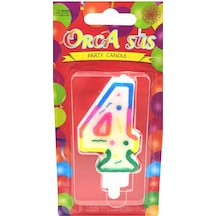 3 Adet Rakam Mum 4 Numara Çok Renkli