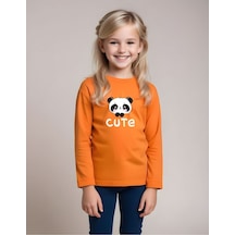Fyk Kids Kız Çocuk Kelebek Baskılı Yuvarlak Yaka Sweatshirt Turuncu
