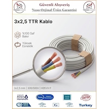 Öznur 3x2,5 Ttr Elektrik Kablosu - Beyaz - %100 Bakır - 10 Metre