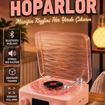 Retro Plak Çalar Tasarımlı Gece Işıklı Bluetooth Hoparlör Kristal Net Ses