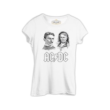 Ac Tesla Vs. Dc Edison Beyaz Kadın Tshirt 001