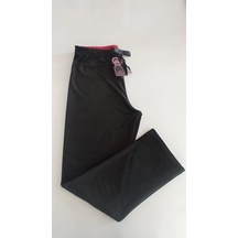 Kadın Kadife Boru Paça Rahat Kesim Pijama Alt Siyah