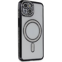 Apple iPhone  Uyumlu  13 Kılıf Joke Simli Magneticsafe Kılıf - Siyah Çok Renkli