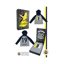 Fenerium Fenerbahçe Lisanslı Kişiye Özel Kapüşonlu Lacivert Gri Çocuk Sweat Ahşap Kutulu Lacivert