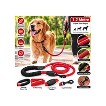 Doglife Soft Tutmalı Reflektörlü Köpek Sevk Kayışı Gezdirme Tasması 120cm 8mm - Kırmızı Çok Renkli