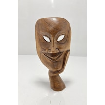Ahşap Gülümseyen Maske/askılı Duvar Dekoru Büyük Boy