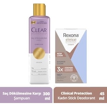 Clinical Protection Kadın Stick Deodorant Shower Clean 45 Ml + Clear Scalpceuticals Saç Bakım Şampuanı Saç Dökülmesine Karşı 300 Ml