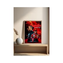 F1 Lewis Hamilton Siyah Ahşap Çerçeveli Tek Parça Genç Odası Tablo Çok Renkli - 817658736 Çok Renkli