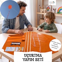 Uçurtma Yapım Seti / Naylon Altıgen / Ahşap Çıtalı / Turuncu