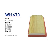 WUNDER WH670 HAVA FİLTRESİ - FİAT EGEA 1,6 JTD