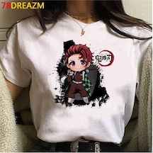Noıssey Kırmızı Etiket Gala Yeni Demon Slayer T-shirt Model63 16839 Beyaz