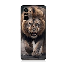 Xiaomi Poco F3 Uyumlu Saldırgan Aslan Desenli Silikon Kılıf