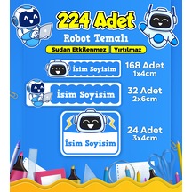 Robot Temalı Okul Kreş Kişiye Özel İsim Etiket Seti - Model 438 Çok Renkli