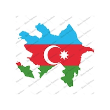 Azerbaycan Azeri Harita Bayrak Sticker 00708