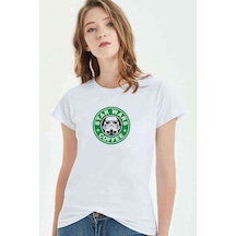 Star Wars Coffee Baskılı Beyaz Kadın Tshirt