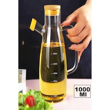 Yağdanlık 1000 Ml Bambu Kapaklı Borosilikat Cam Yağlık Sirkelik Şişesi Master Vakumlu Sosluk