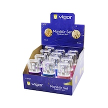 Vigor K-8467 Kişisel Bakım Manikür Ve Pedikür Seti 6 Adet Plastik Mika Kutu - 12'li Paket
