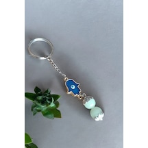 Fosfor Taşı Anahtarlık Nazarlık 2 Takım Gerçek Fosfor Taşı Anahtarlık Fatima Hamsa El Takısı
