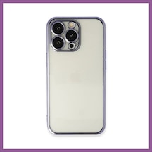 Bezos İphone 14 Pro Max Uyumlu Kılıf Lensli Silikon - Mor Rengaren
