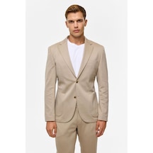 Süvari Bej Slim Düz Mono Yaka 6 Drop Takım Elbise-38720 Bej
