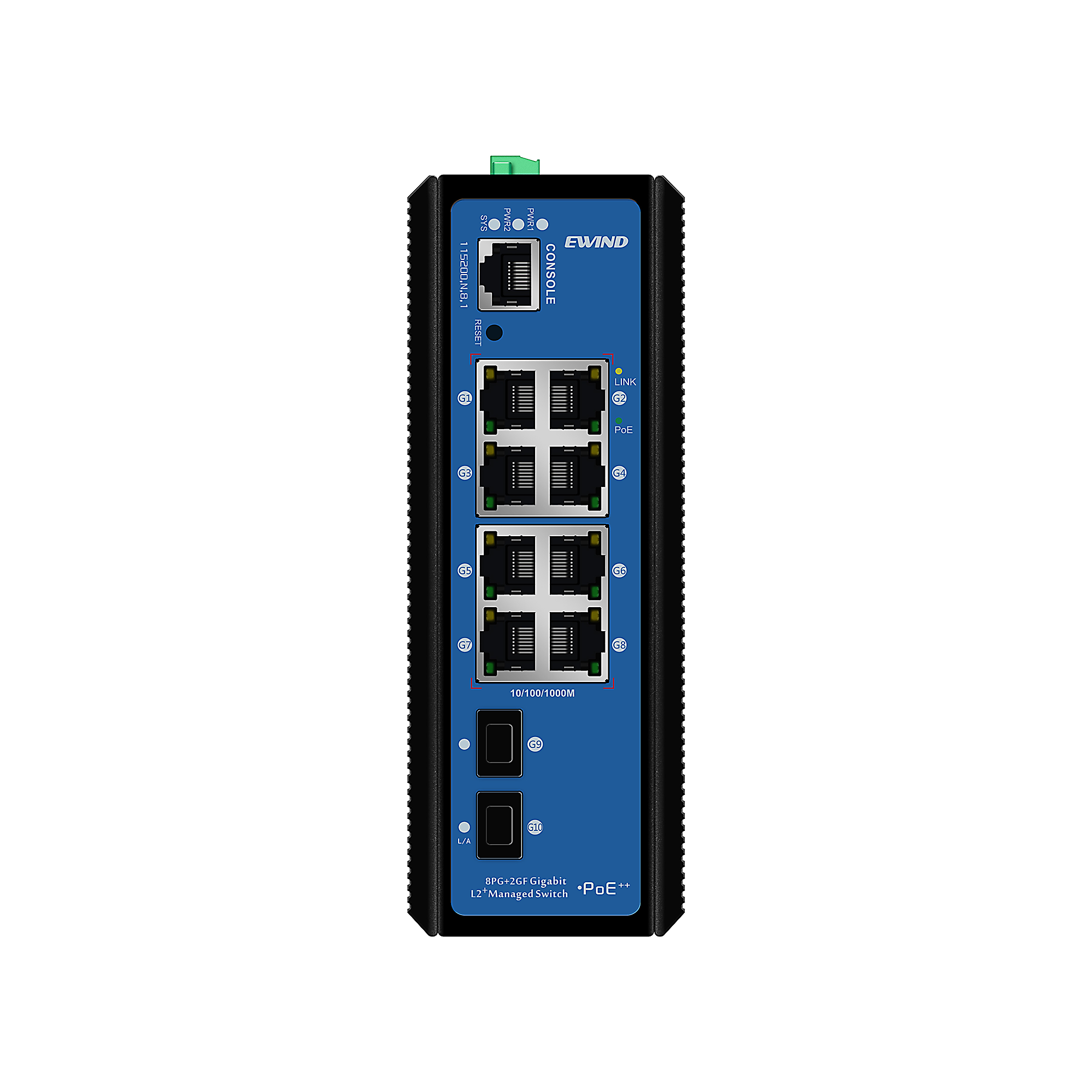 Ew-pıs3812m-8ge8 Ge Poe+4 Gf L2+ Managed Industrial Poe Switch 120w Ray Tipi Güç Kaynağı Dahil