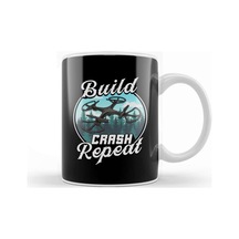 Build Crash Repeat Funny Drone Pilot Flying Pun Kupa Bardak Porselen Karışık