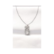 Mey İthalat 316l Çelik Silver Renk Zirkon Taşlı Kalpli Fiyonk Kolye - Özel Seri Meyeb6645fffac7b1bd3810058364 Gümüş