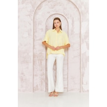 Kadın Sarı Bol Kesim Kısa Kollu Gömlek Dm9005 Sarı