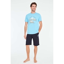 U.S. Polo Assn. - Erkek Mavi T-Shirt Şort Takımı-5105 Mavi