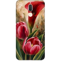 Huawei Mate 10 Lite Uyumlu Canlı Renkli Laleler Desenli Silikon Kılıf Çok Renkli