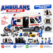 Oyuncak Ambulans Araba 5ın1 Set Metal Açılabilir Kapılar Gerçekçi Tasarım Eğitim Oyunu Beyaz - Kırmızı