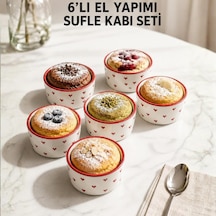 Ayrex 6'li El Yapımı Seramik Sufle Kabı Seti, Fırına Dayanıklı Ramekin Krem Brüle Ve Mağma Kek Kalıbı, Çerez Genel
