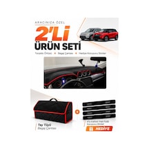 Suzukı Grand Vitara 2013-2025 Uyumlu Torpido Örtüsü + Tay Tüyü Bagaj Çantası Seti - Siyah Kırmızı