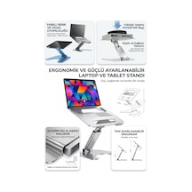 Notebook / Macbook Modelleri İle Uyumlu Uzayabilen Katlanabilir Ayarlı Çok Sağlam Alüminyum Tutucu