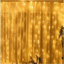 Kumandalı 8 Ayrı Moda Sahip 3 Mx3 M 300 Cm X 300 Cm Perde Led 10 Saçaklı Sarkıtlı 300 Led Gün Işığı