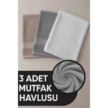 Elia 3 Adet %100 Pamuk En İyi Emici El Ve Yüz Havlusu Mutfak Havlusu Banyo 30x50cm Bej Gri Beyaz Çok Renkli