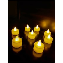 8 Adet Sarı Işıklı Led Mum El Mumu Tealight Piller Dahil Kullanıma Hazır Sarı
