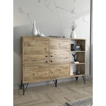 Wood'n Love Zeta 140 Cm Metal Ayaklı Konsol - Atlantik Çam / Siya