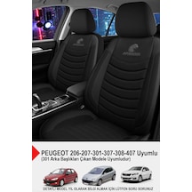 Panther Serisi Keten Kumaş Oto Koltuk Kılıfı Peugeot 206-207-208-306-307-407- Uyumlu Siyah
