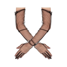 Uzun Boy Likralı Siyah Renk Yetişkin Mega Tül Eldiven 53 Cm Diğer