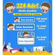 Sevimli Çocuklar Temalı Okul Kreş Kişiye Özel İsim Etiket Seti - Model 217 Çok Renkli