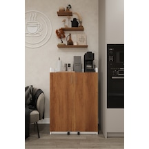 Asra Trend MK-12 %100 MDF 80x102 cm Çok Amaçlı Mutfak Kiler Dolabı Kapak İçi Raflı Kahve Köşesi Beyaz Petra